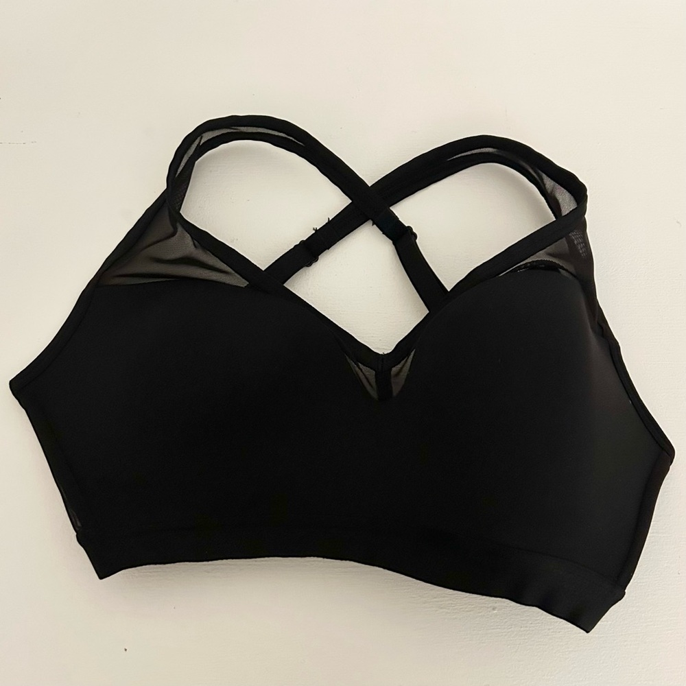 Victoria’s Secret Black Mesh Border Racerback Sports Bra - 32DD